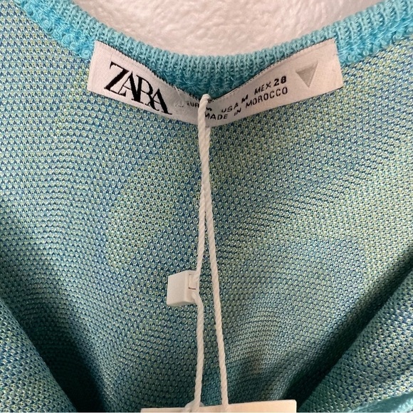 NEW Zara CUT OUT JACQUARD PRINT KNIT DRESS Adjustable Tie Strap SZ M - Picture 9 of 11